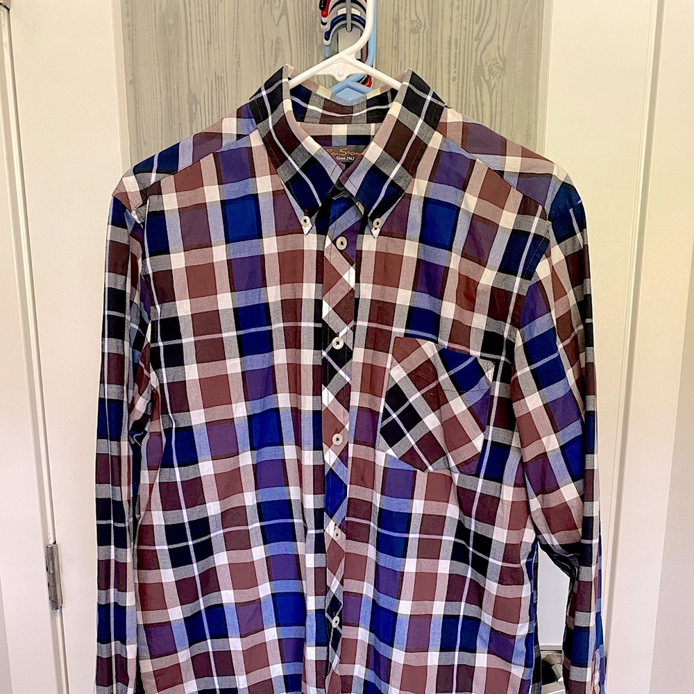Ben Sherman Plaid Oxford with button collar - Large